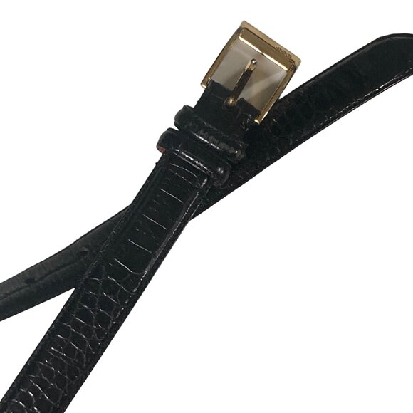 Ralph Lauren Black Leather Belt with Gold Buckle - Picture 7 of 10